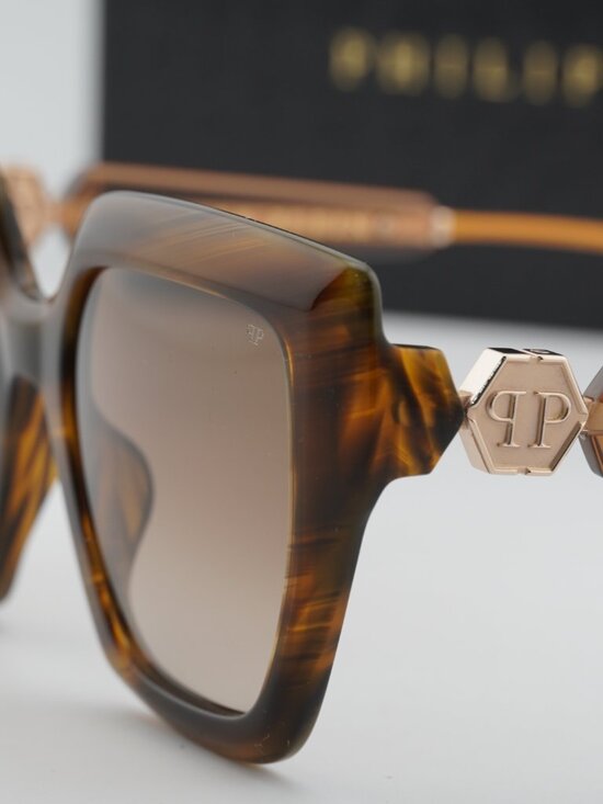 Philipp Plein SPP064S 03BQ Square Sunglasses - Brown / Brown Gradient main image 8